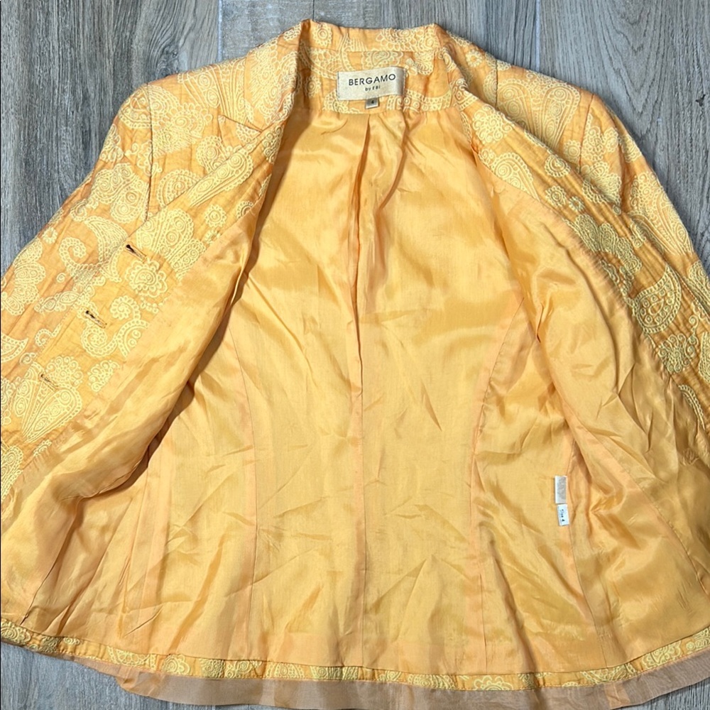 Bergamo by EBI Sheer Peach/Yellow/Orange Brocade Blazer Size‎ 4 - Picture 13 of 16